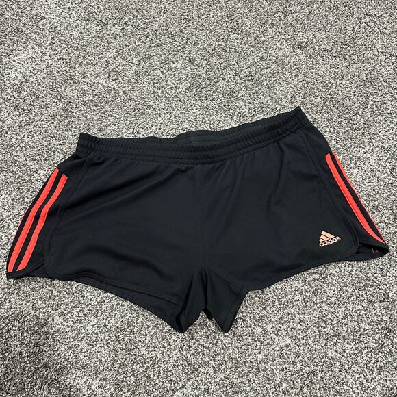 adidas Pants - ADIDAS Women's Black Coral Stripe Shorts, XL - Pre-loved, Excellent Condition